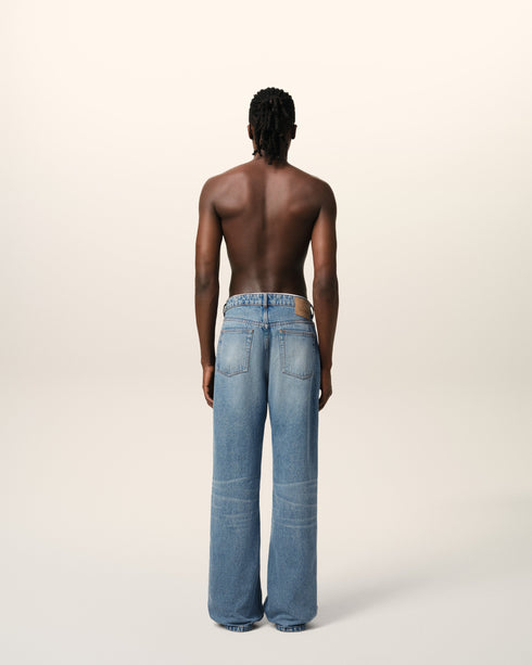 AMI PARIS Blue Cotton Large Fit Jeans Mens Apparel